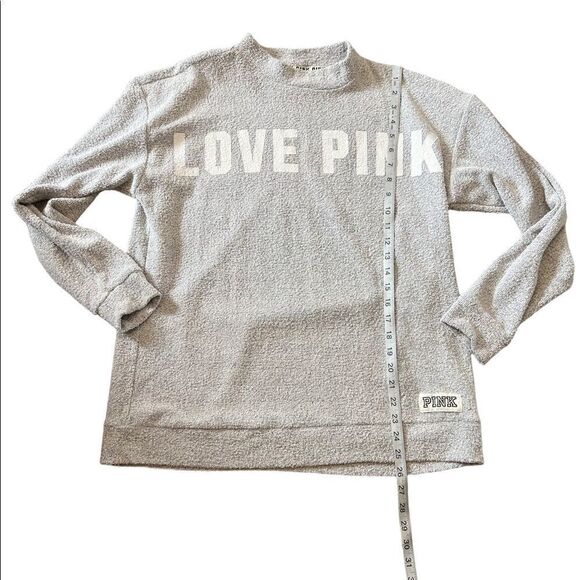 PINK LOVE PINK Graphic Grey Terry Cloth Long Fit Pullover Pullover Sweater S - Picture 4 of 7